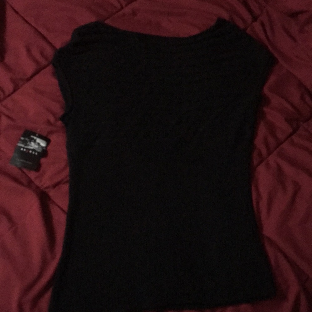 Cap sleeve black sweater top